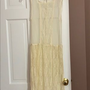 Lace dress with floral bottom trim